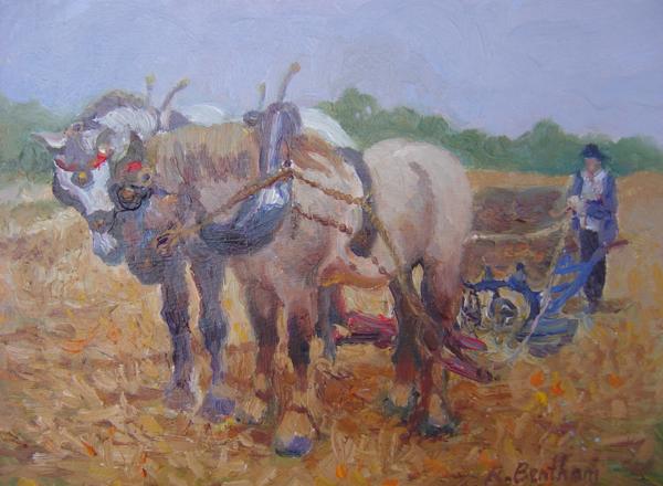 Ploughing, 6 X 8 (Oil) - Sold