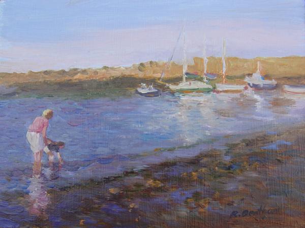 Wading in the Harbour, 6 X 8 (Oil)