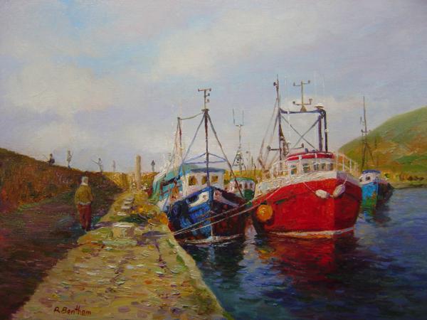 Fishing Boats, Helvick Pier (Co. Waterford), 12 X 16 (Oil) - Sold