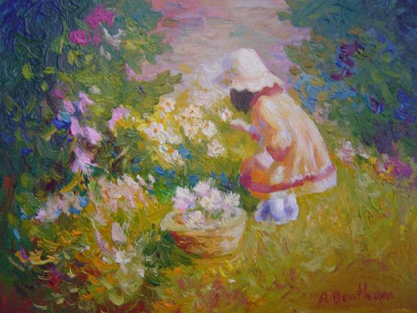 Gathering Flowers, 6 X 8 (Oil) - Sold
