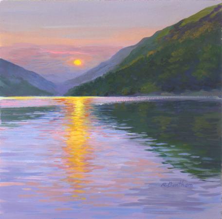 Sunset, Glendalough, 6 X 6 (Gouache) - Sold