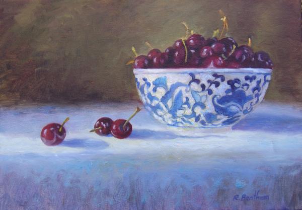 Cherries in a Bowl, 10 X 14 (Oil) - Sold