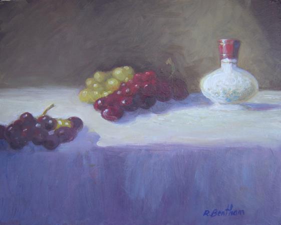 Grapes and a Small Vase, 8 X 10 (Oil)